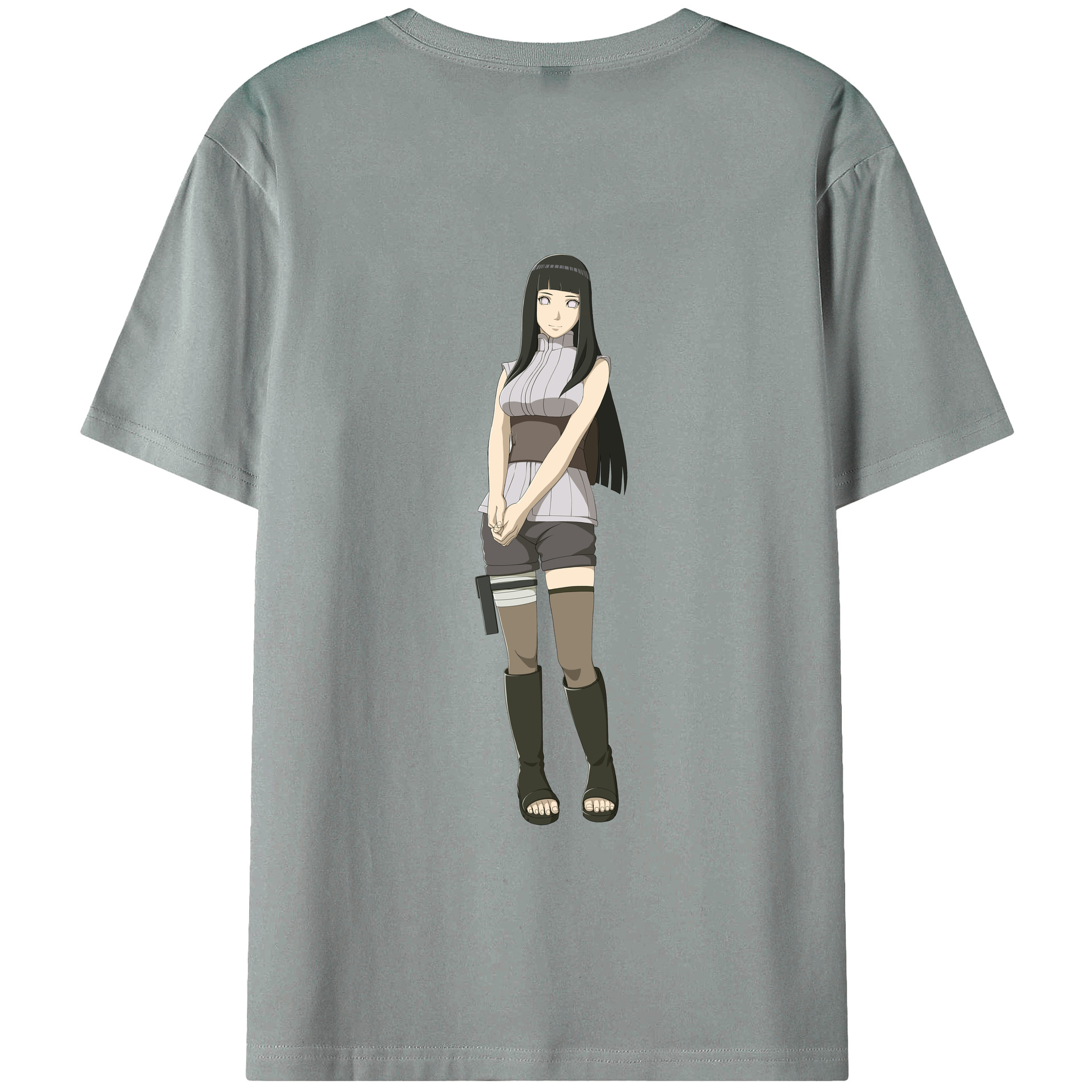 （画像用） NARUTO -ナルト- 日向ヒナタ Hyūga Hinata 綿100％ メンズ半袖Tシャツ（バックプリント） 通気性